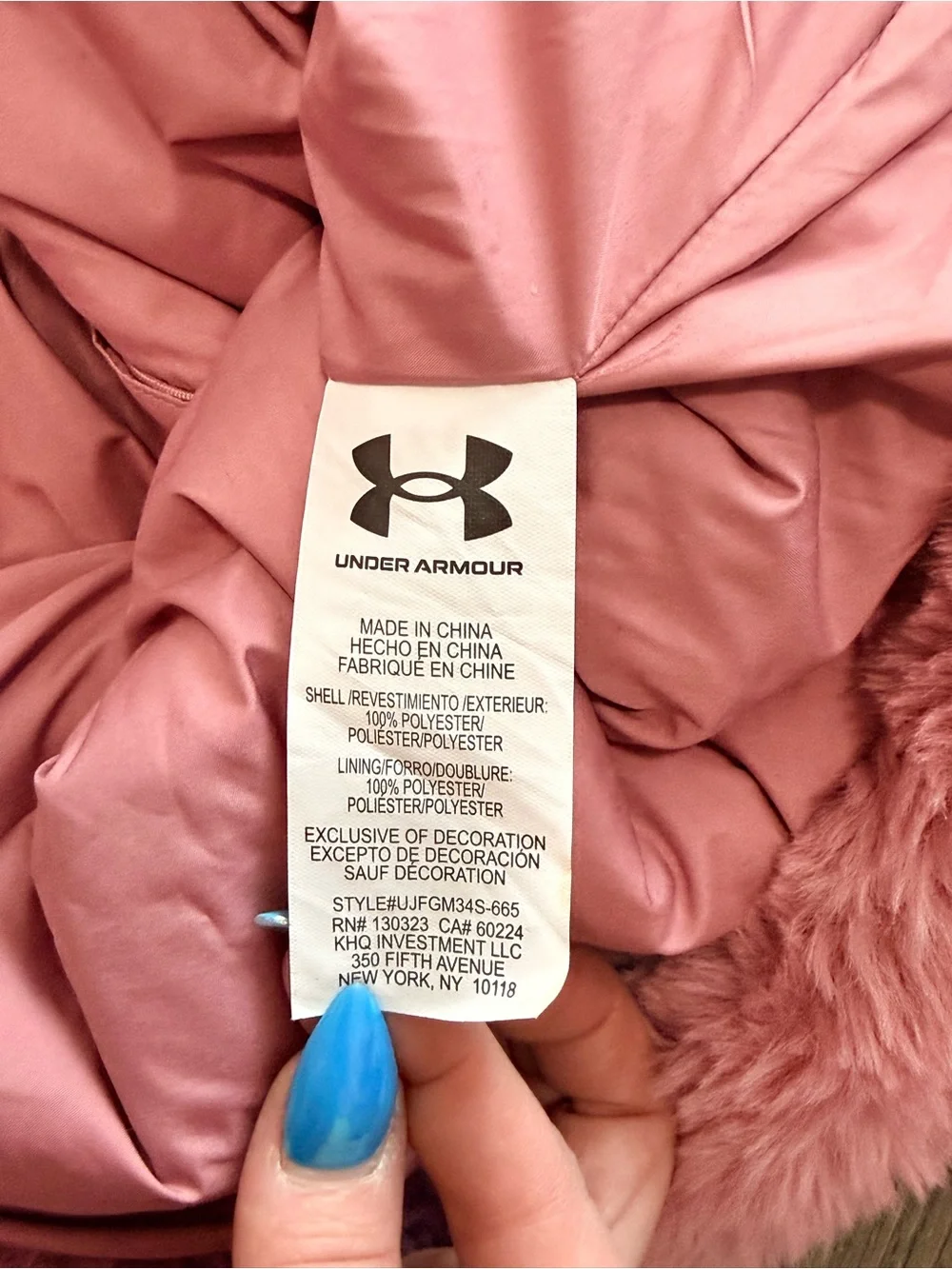 NWT Under Armour Girls YXL Pink Cozy Faux Fur Hooded Zip Jacket Soft Plush